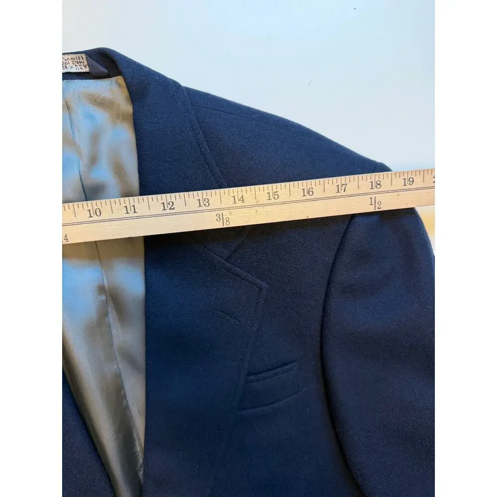 Lands’ End Men’s 38R Navy Blue Wool Blazer Gold Buttons Preppy Trad Ivy League